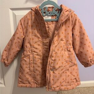 Next Kids Peach Floral Puffer Coat